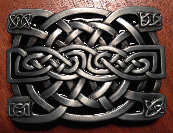 Celtic Trinity Knots Black Silver Buckle