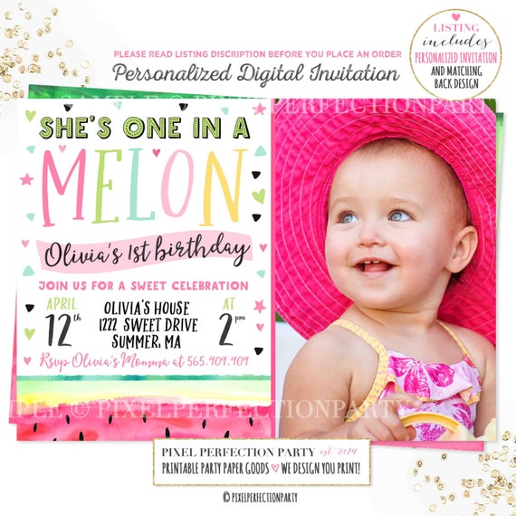 Download One In A Melon Birthday Invitation Watermelon Birthday
