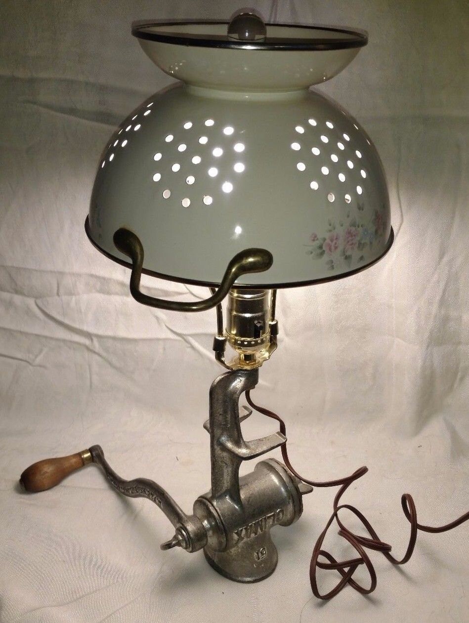 Meat Grinder Lamp Kitchen Salvage Light Retro Reuse Upcycle