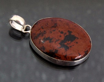 Red Jasper Gemstone Pendant, 925 Sterling Silver Overlay Pendant, Simple Jewelry Handmade Oval Gemstone Jewelry 50x29mm (MJ43)
