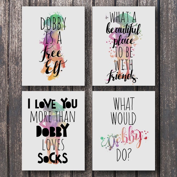 Harry Potter Print Set Harry Potter Dobby Quotes by TheRootedPair