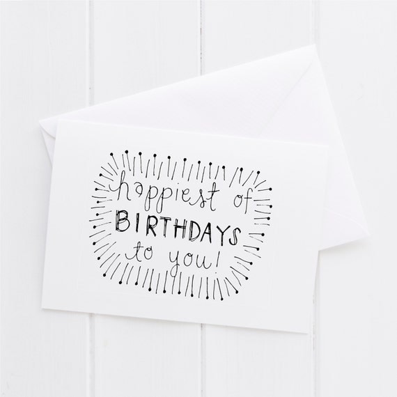 Happy Birthday Hand lettered Card print typography gift