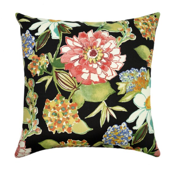 Green and Black Outdoor Pillows Coral Green Black White