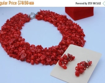 SALE 25% Valentine gift Necklace Red Coral Necklace Coral jewelry Red Necklace Special gift Necklace Luxurious Necklace romantic g