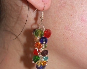 Rainbow earrings rainbow jewelry rainbow colors multicolor earrings earrings hanging rainbow chakra rainbow pride rainbow girl earrings dang