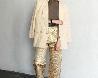 60's Vintage CHRISTIAN DIOR Gold Pants / Numbered Christian Dior / Paris boutique / Avant garde / Wide Leg Pants