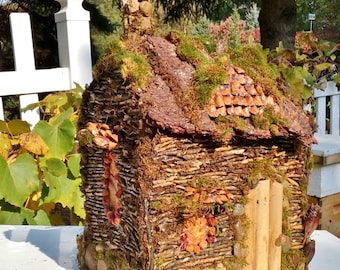 Rustic Fairy House Log Cabin Made From Back Yard God Made Materials Only A Celebration of Nature