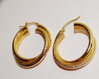 Items similar to Gold Double Hoop Earrings on Etsy
