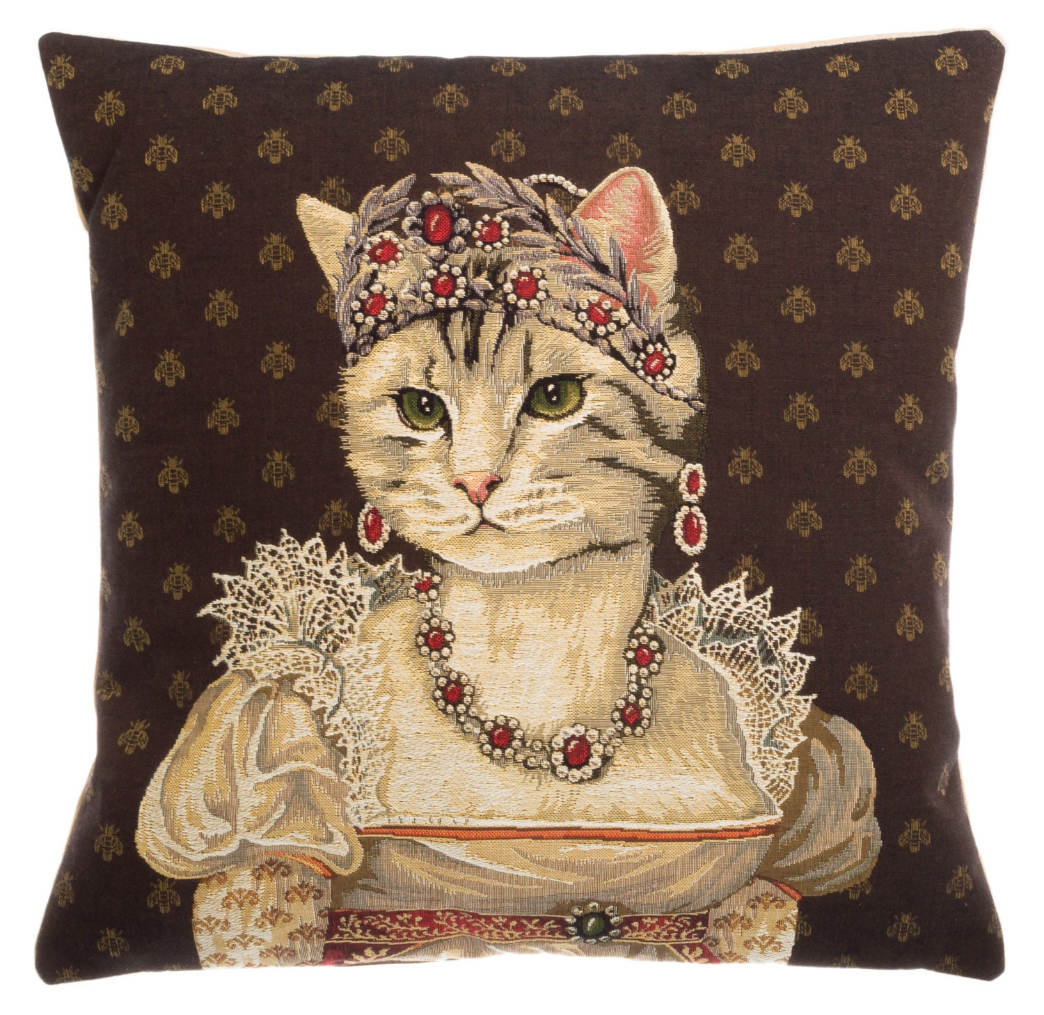 belgian tapestry throw pillow gobelin cushion cover royal  