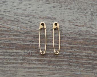 1.25 Inch Gold Safety Pin Earrings,Cartilage Earrings,Gift For Her,9K,14K,18K