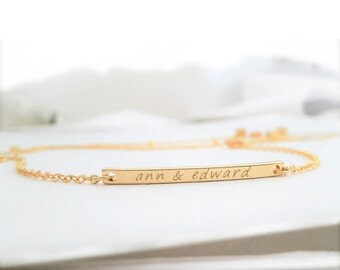 Dainty Personalized Bar Bracelet / Gold Initial Bracelet / Name Bar Bracelet / Customized Jewelry / Minimalistic Jewelry / B432