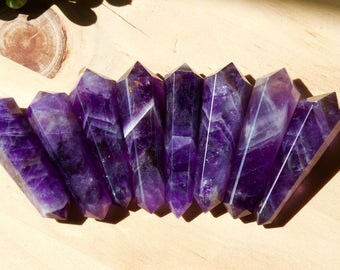 Beautiful Chevron Amethyst Wand Point, Small Amethyst Double Sided Wand, Reiki Healing, Crystal Quartz, Crystal Point, Chakra