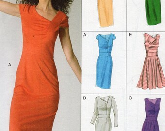 Vogue 8787 Sewing Pattern Free Us Ship Easy Option Dress 6 Looks Size 6/14 14/22 Bust 30 31 32 34 36 38 40 42 44 2012 plus size