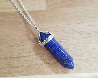 Lapis Lazuli Necklace // Lapis Lazuli Pendant // Crystal Point Necklace // Blue Crystal Necklace // Gemstone Necklace // Healing Crystals
