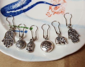 Free Shipping - Yoga Themed Stitch Markers for Knitting and Crocheting