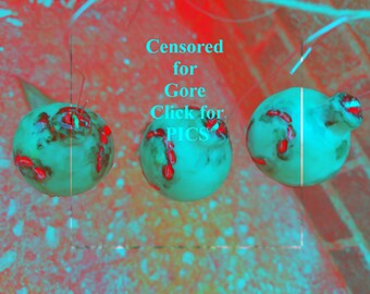 MINI BITES! 3 Zombie Christmas Ornaments, Set of Three Creepy Ornaments, Realistic Bite Marks Perfect for the Horror or Zombie Lover!