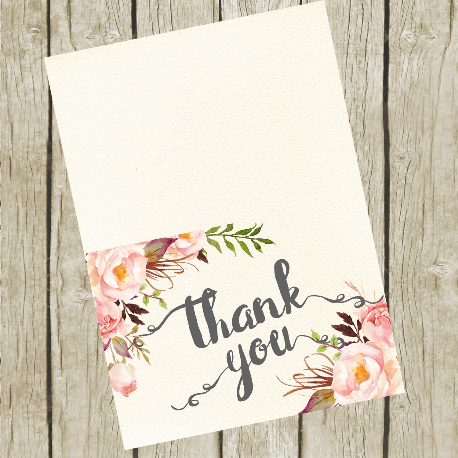Thank You Cards Printable. Floral Thank You Cards 3.5x5.
