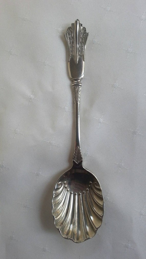 Vintage Silver Scalloped Spoon Sugar Spoon Silver Plated Jam