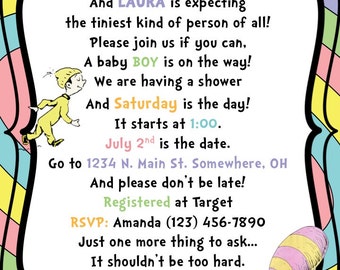 Dr. Seuss Baby Shower Invitation - Oh The Places You'll Go