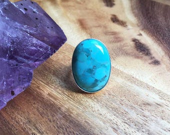 Sterling Silver Turquoise Ring Turquoise Jewellery Adjustable Ring Gift For Her December Birthstone Handmade Ring Handmade Jewellery STSR10