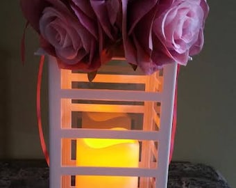 Flickering Pillar Candle Lantern Centerpiece for Weddings, Bridal Shower, Parties to Decorate Yourself or Display As Is