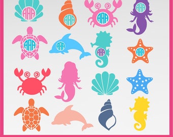 Mermaid SVG, sea star svg, starfish svg, sea shells svg, crab svg, sea turtle Svg, dolphin svg, sea horse svg, DXF, PNG Formats 0028