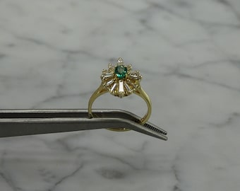 Emerald/Diamond/14K Gold Ring ( size 6.25)