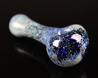 Galaxy Glass Pipe Space Fumed Cobalt Glass Pipe, Heady Hand Blown