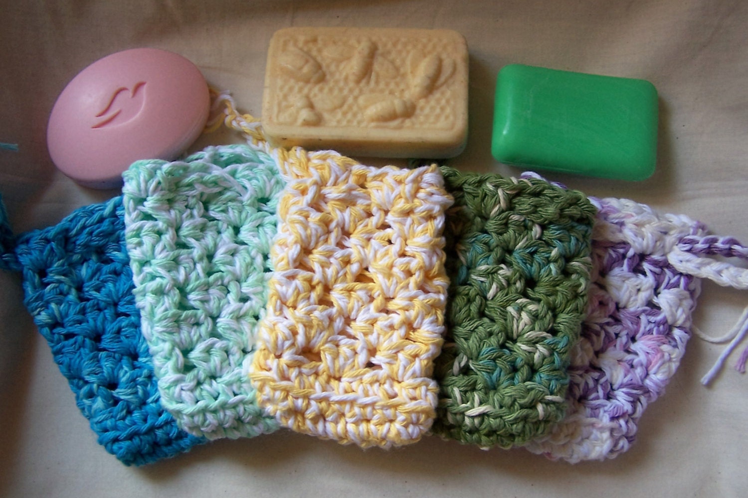 Cotton Soap Saver Bag Handmade Crochet Cotton Soap Saver