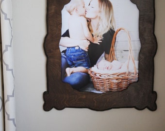 16x20 Stained Decorative Wood Picture Frame Cut Out Home Decor