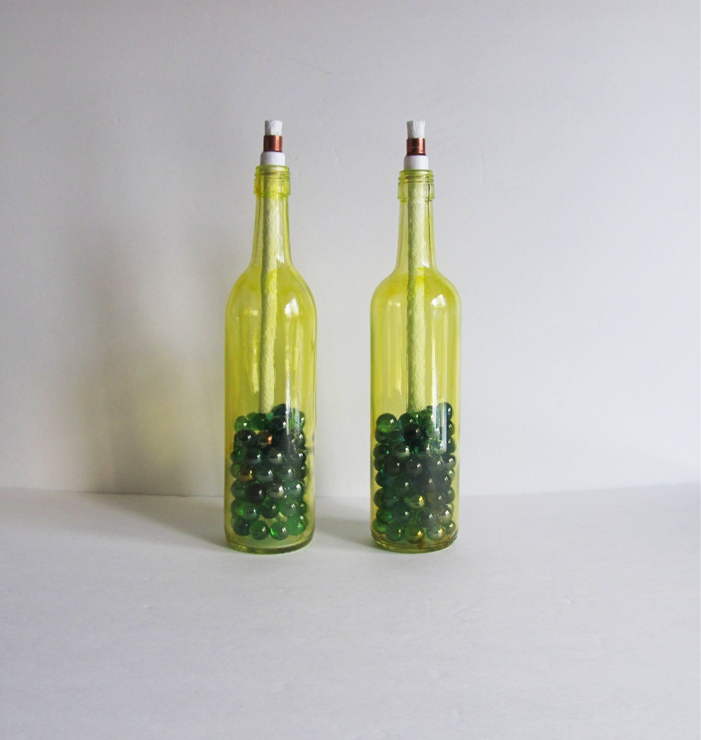 Yellow Wine Bottle Citronella Torch Yellow Tiki Torch Yellow
