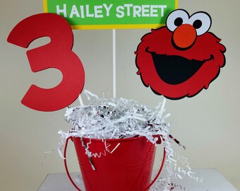 Elmo Centerpiece, Elmo Birthday, Personalized Elmo, Sesame Street Birthday, Elmo Decorations