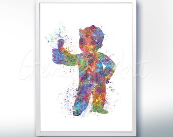 Fallout 4 Vault Boy Watercolor Art Poster Print - Wall Decor - Artwork- Watercolor Painting - Home Decor - Kids Room Decor - Nursery Decor