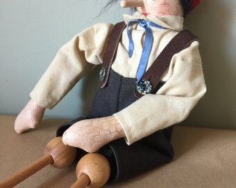 Wooden Pinocchio Doll Folk Art Doll