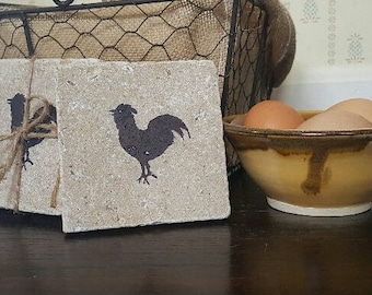 Fixer Upper Decor, Farmhouse Decor, Chicken Coasters, Country Home Decor, Country Decor, Coasters, Chicken Gift, Rooster Coasters, Farm Gift