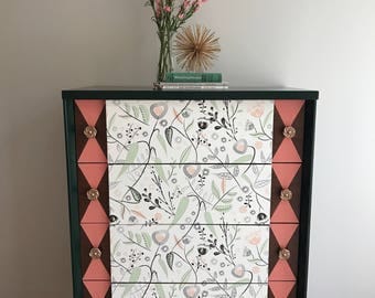 Mid-Century Modern Chest Of Drawers / Rose Gold / Emerald / Blush