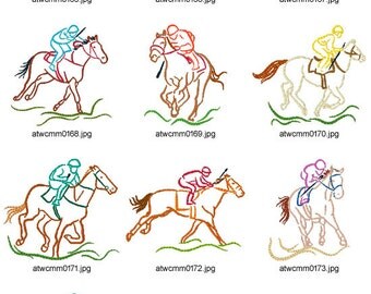 Outline-Horse-Races ( 10 Machine Embroidery Designs from ATW )