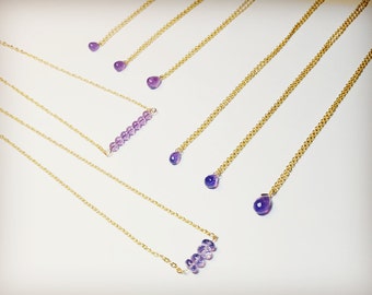 Crystal necklace, Amethyst Necklace, Gemstone Necklace, Dainty Necklace, Layering Necklace, February birthstone, Faceted Amethyst