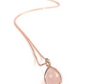 Rose Gold Pink Gemstone Necklace
