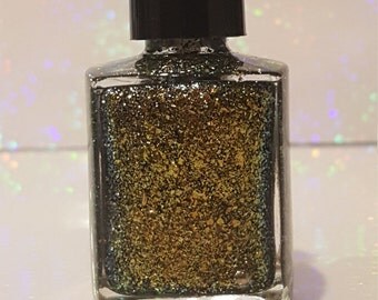 Black Gold-hand made glitter nail polish