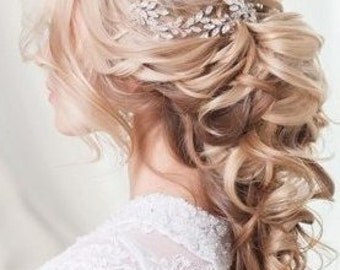 Wedding Hair Vine Bridal Head Piece Silver Bridal Head Piece Bridal Hair Accessory Long hair vine Crystals Bridal Wedding Crystal hair vine