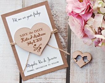 Heart Save-the-Date Magnets, Wooden Magnets, Wedding Magnets, Wooden Save The Date, Wood Heart Magnet, Heart Save The Date