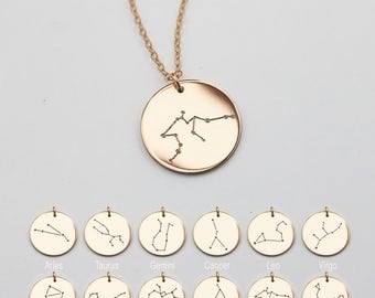 Constellation necklace, Zodiac Jewelry, Astrology Zodiac necklace, libra, virgo, scorpio, sagittarius, capricorn, mothers day gift D16h