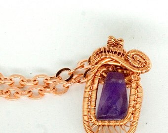 Amethyst pendant, amethyst necklace, framed Amethyst, February birthstone jewellery, wirework jewellery, Amethyst Jewelry, gift for her