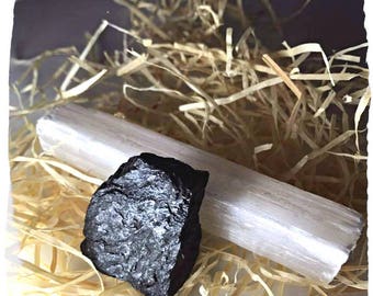 Raw Selenite wand, Black Tourmaline, Healing crystals, healing stone, Protection kit, Energy Protection, meditation crystal, home protection