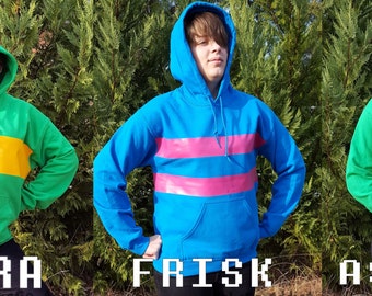 Choice of CHARA or FRISK or ASRIEL Cosplay Pullover Hoodie / Sweatshirt * Parody Undertale Character * Sizes Youth Small - Adult 5XL