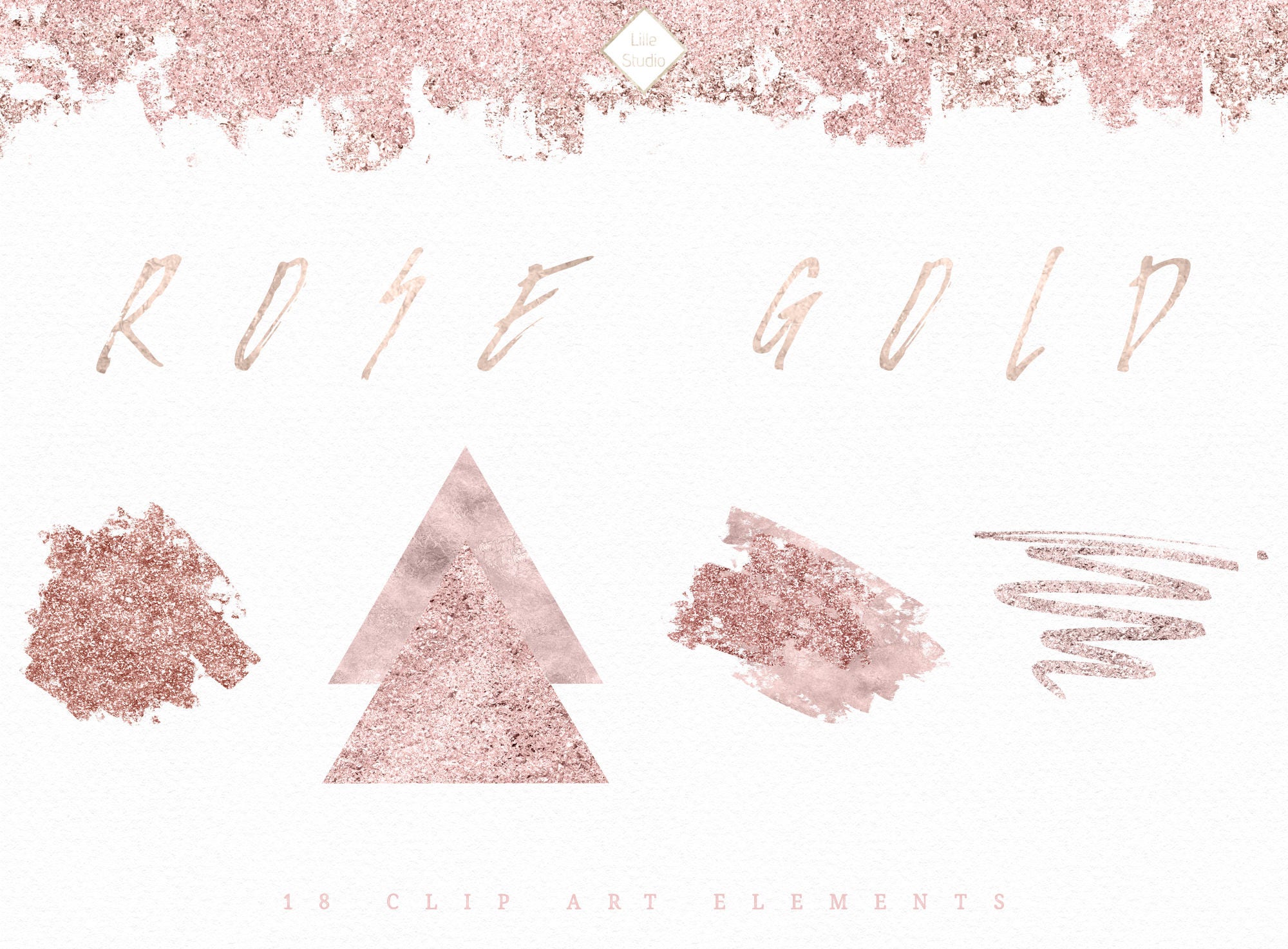 Rose Gold Clip Art Glitter Clipart Geometric Clipart