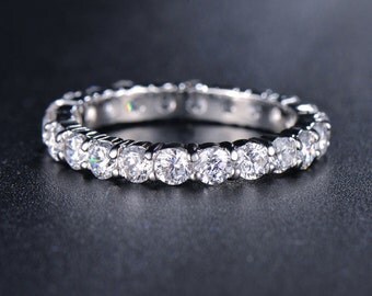 Eternity Ring, Round Cubic Zirconia Ring, Promise Ring, Wedding Band Ring, Eternity Band, Stackable CZ Ring, Stacking Ring, Ring Jewelry Diy