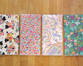 Large Reusable Cloth Napkins / Everyday Flannel Table Napkins - Set of 6