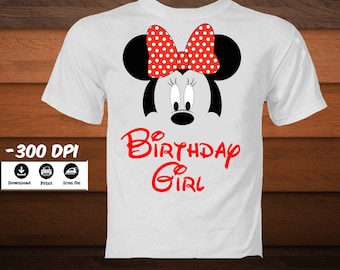 Digital Birthday Girl Minnie Mouse Iron on Transfer Image Minnie Mouse Birthday Shirt Disney Minnie mouse party decoration-INSTANT DOWNLOAD
